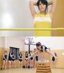 Physical education with girls barefoot ④
